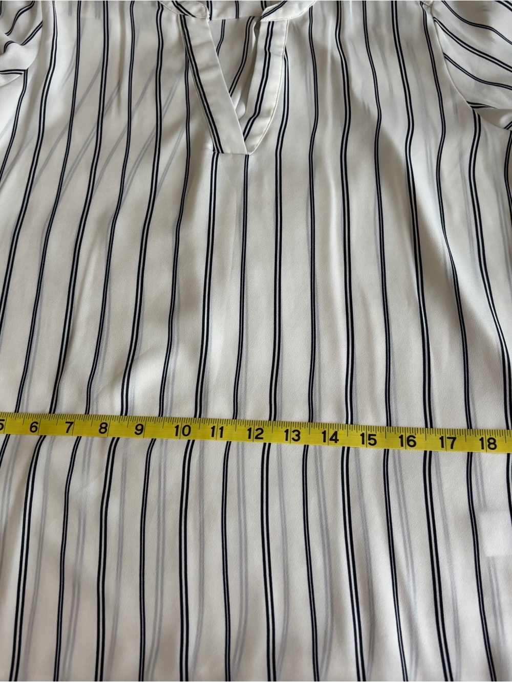 Adrianna Papell White Blouse with Black Vertical Stripes